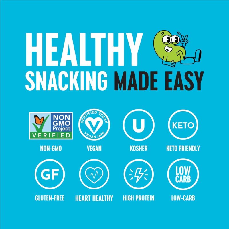 The Only Bean Crunchy Dry Roasted Edamame Snacks (Sea Salt), Keto Snack Food, High Protein (11g) Healthy Snacks, Low Carb Gluten Free Office Vegan Food 100 Calorie Snack Pack, 0.9oz 10 Pack - Image 6