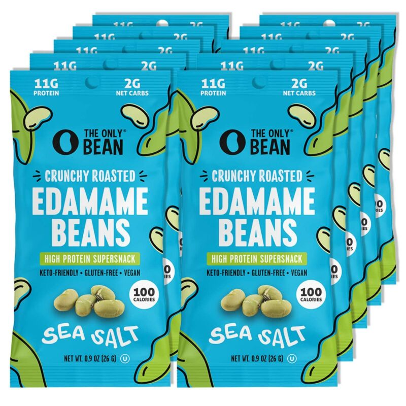 The Only Bean Crunchy Dry Roasted Edamame Snacks (Sea Salt), Keto Snack Food, High Protein (11g) Healthy Snacks, Low Carb Gluten Free Office Vegan Food 100 Calorie Snack Pack, 0.9oz 10 Pack - Image 7