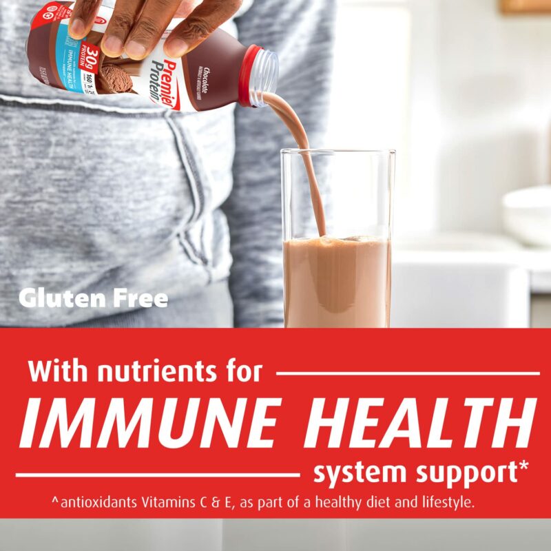 Premier Protein Shake, Chocolate, 30g Protein 1g Sugar 24 Vitamins Minerals Nutrients to Support Immune Health, 11.5 fl oz (Pack of 12) - Image 2