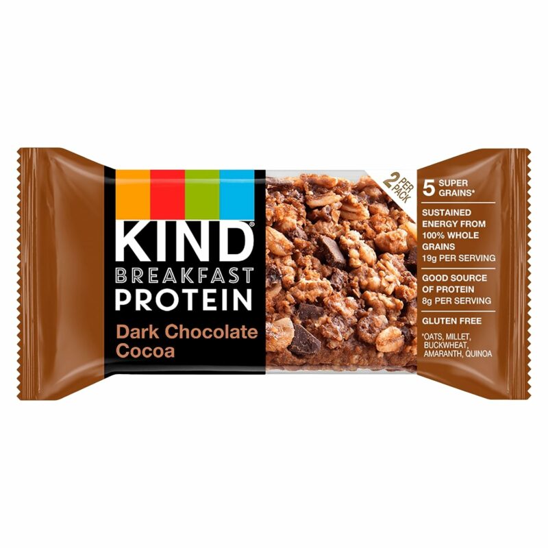 KIND Breakfast, Healthy Snack Bar, Dark Chocolate Cocoa, Gluten Free Breakfast Bars, 8g Protein, 1.76 OZ Packs (6 Count) - Image 3