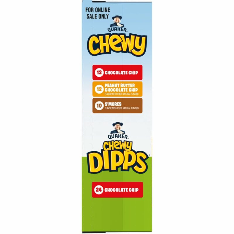 Quaker Chewy Granola Bars, Chewy & Dipps 4 Flavor Variety Pack, 58 Pack, Chocolate Chip, Peanut Butter Chocolate Chip, Smores flavors - Image 3