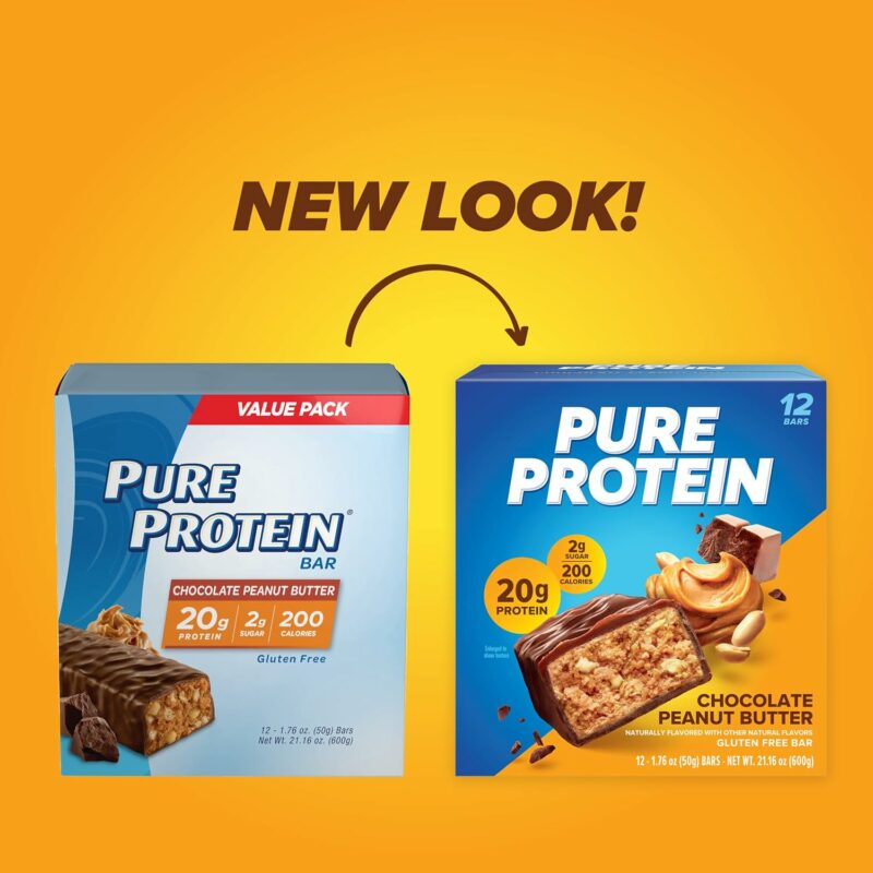 Pure Protein Bars, High Protein, Nutritious Snacks to Support Energy, Low Sugar, Gluten Free, Chocolate Peanut Butter, 1.76oz, 12 Count (Packaging May Vary) - Image 2