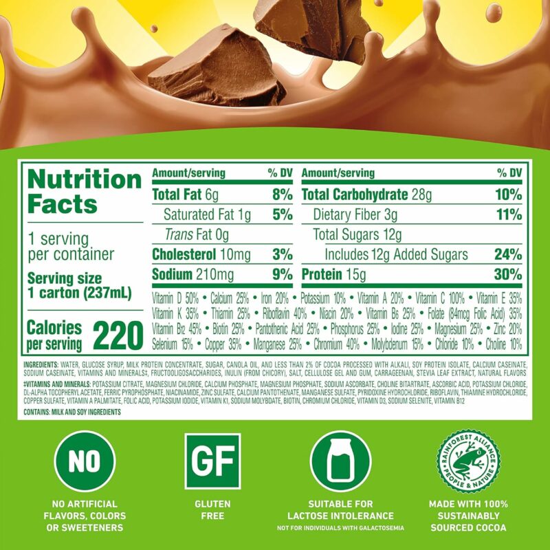 Carnation Breakfast Essentials High Protein with Fiber Ready-to-Drink, 8 FL OZ Carton, Rich Milk Chocolate (Pack of 24) (Packaging May Vary) - Image 2