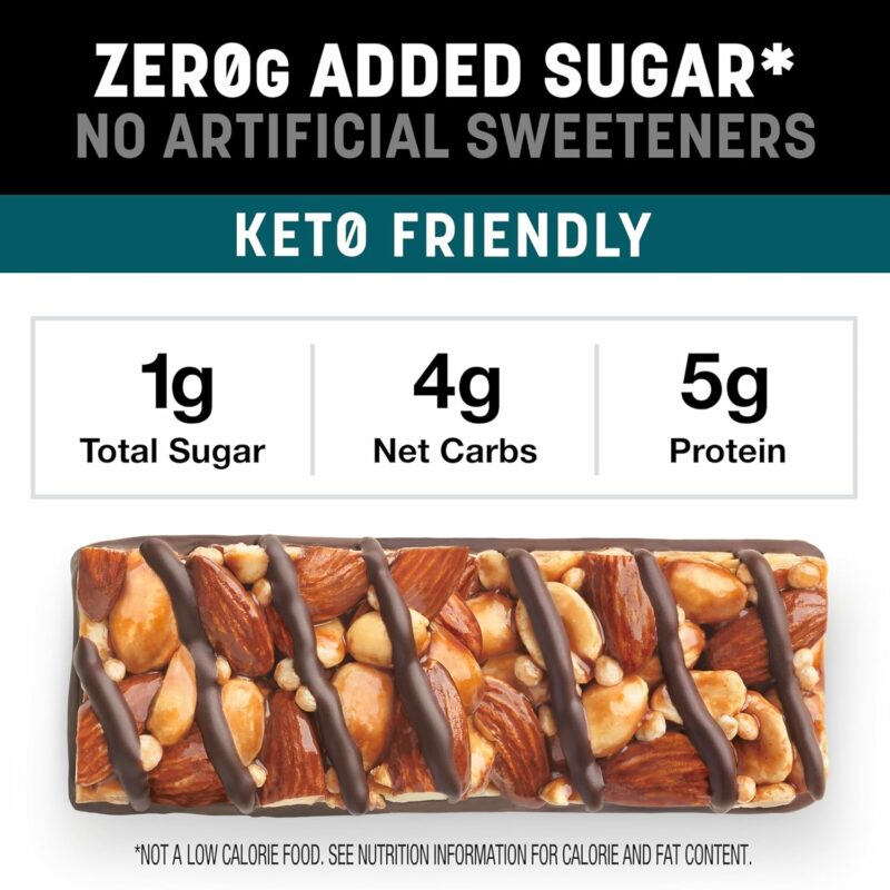 KIND ZERO Added Sugar Bars, Keto Snack, Dark Chocolate Nuts and Sea Salt, Good Source of Fiber, Gluten Free, Low Sugar, 5g Protein, 5 Count - Image 5