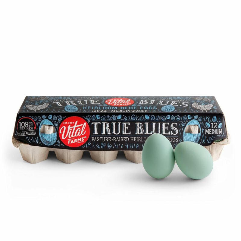 Vital Farms True-Blues Pasture-Raised Heirloom Eggs, Medium, Certified Humane, 12 ct