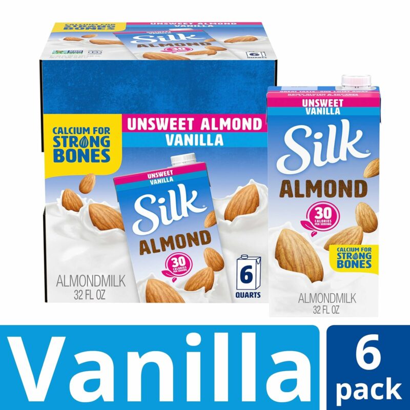 Silk Shelf-Stable Almond Milk, Unsweetened Vanilla, Dairy-Free, Vegan, Non-GMO Project Verified, 1 Quart (Pack of 6) - Image 2