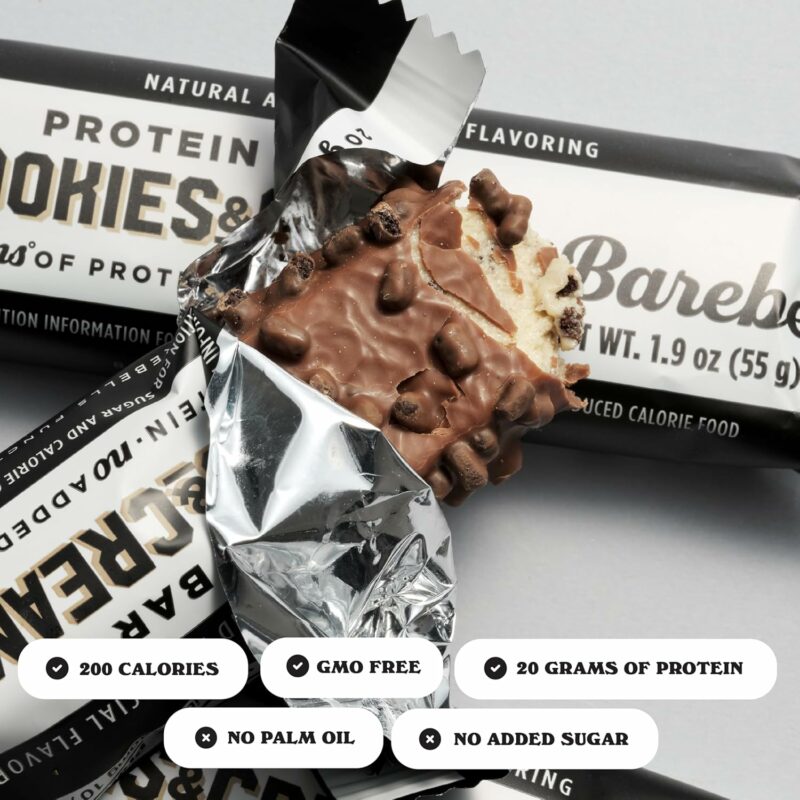 Barebells Protein Bars Cookies & Cream - 12 Count, 20g High Protein Treats - Chocolate Nutrition Bar with 1g Total Sugars - On-The-Go Breakfast or Post-Workout Snack - Image 2