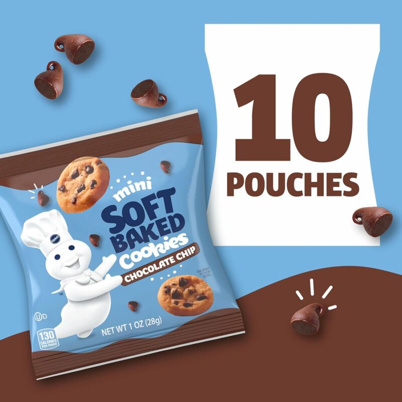 Pillsbury Mini Soft Baked Cookies, Chocolate Chip, Snack Bags, 10 ct - Image 3