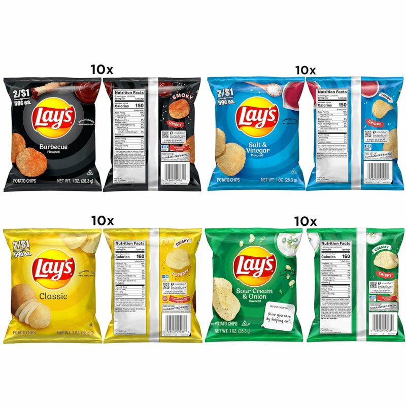 Lay's Potato Chips, 4 Flavor Variety Pack, 1 oz Single Serve Bags, (40 Pack) - Image 2