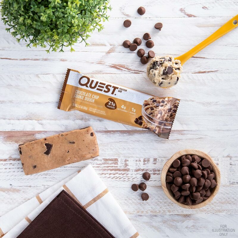 Quest Nutrition Chocolate Chip Dough Cookie Protein Bars, 21g Protein, 1g Sugar, 4g Net Carb, Gluten Free, Keto Friendy, 12 Count - Image 5